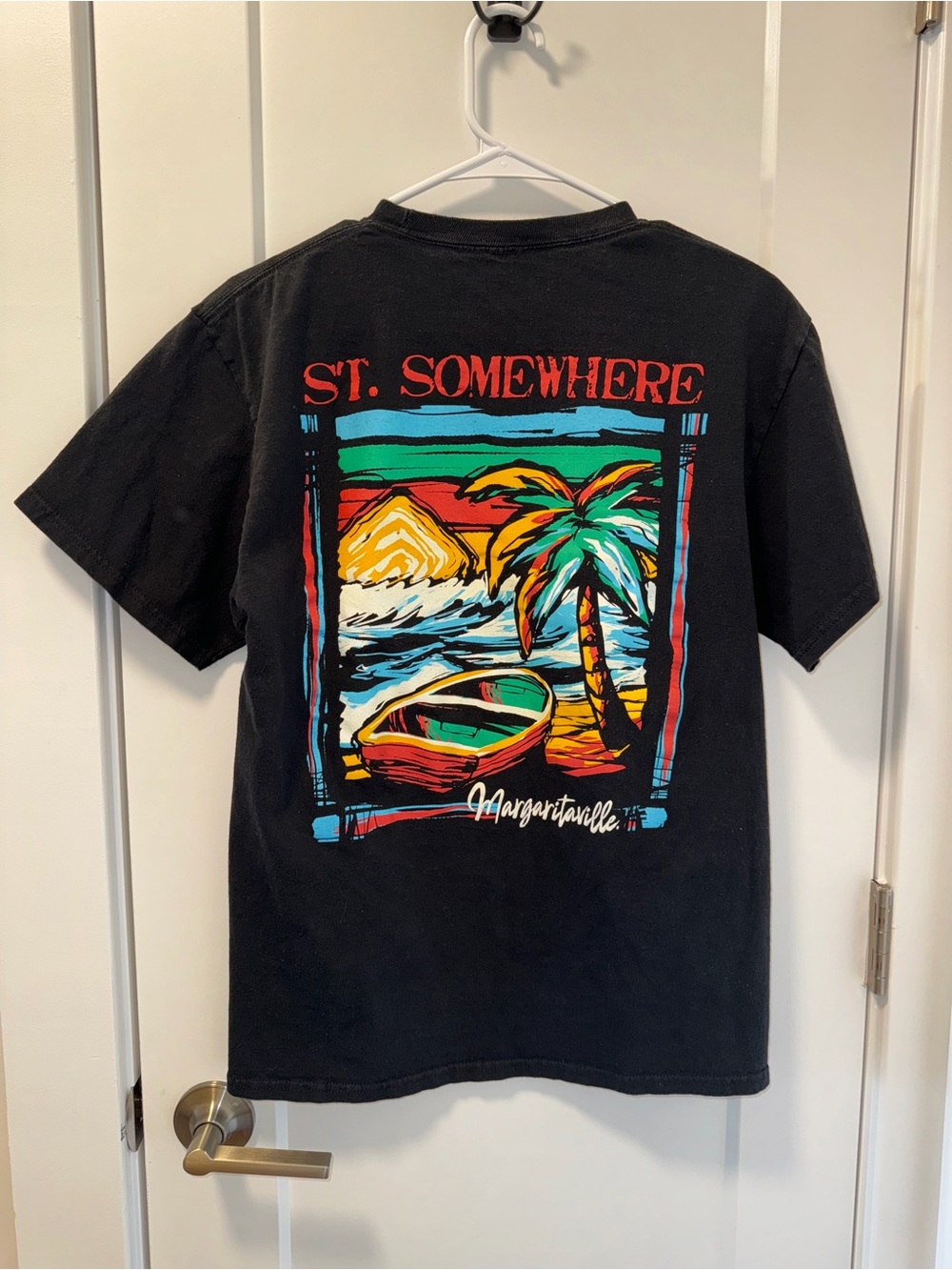 Margaritaville St. Somewhere Beach Boat Palm Tree T-Shirt - size M